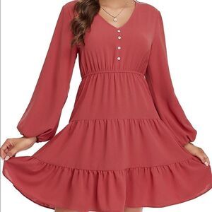 NWOT Women's Long Sleeve Babydoll Mini Dress Size M